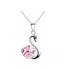 Стилно колие Влюбен лебед от ViaVendiz с австрийски кристали