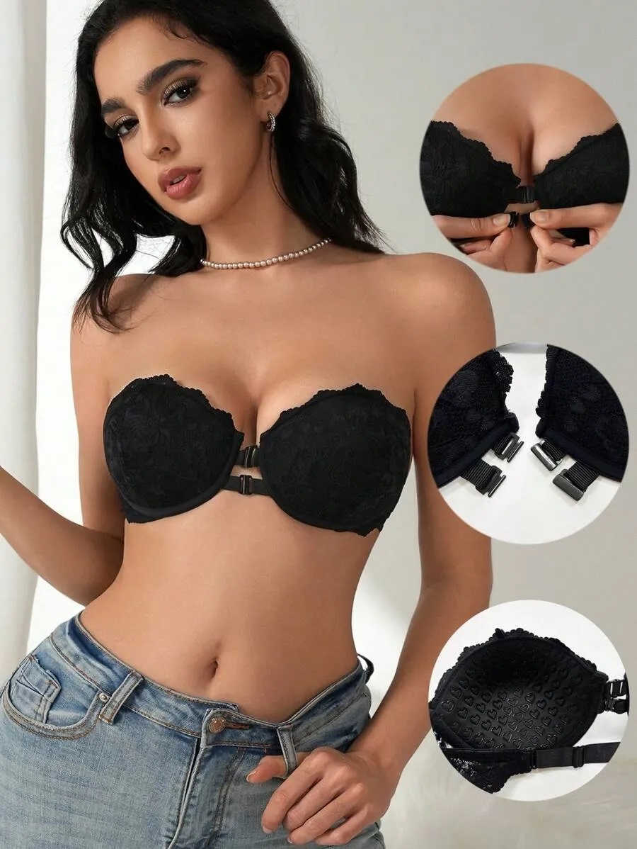 Луксозен дамски сутиен с push up ефект предно закопчаване 5683 от Via Vendiz в черно Луксозен дамски сутиен с push up ефект предно закопчаване 5683 от Via Vendiz в черно